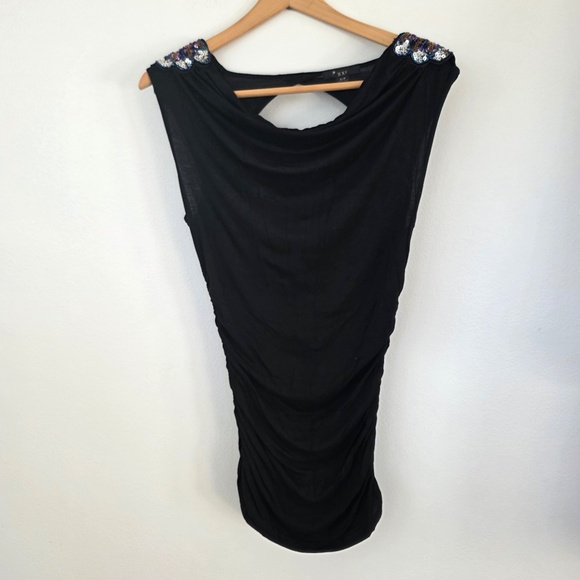 Forever 21 Black Scoop Neck Tank Top with Embellished Shoulders - Small - Picture 1 of 10